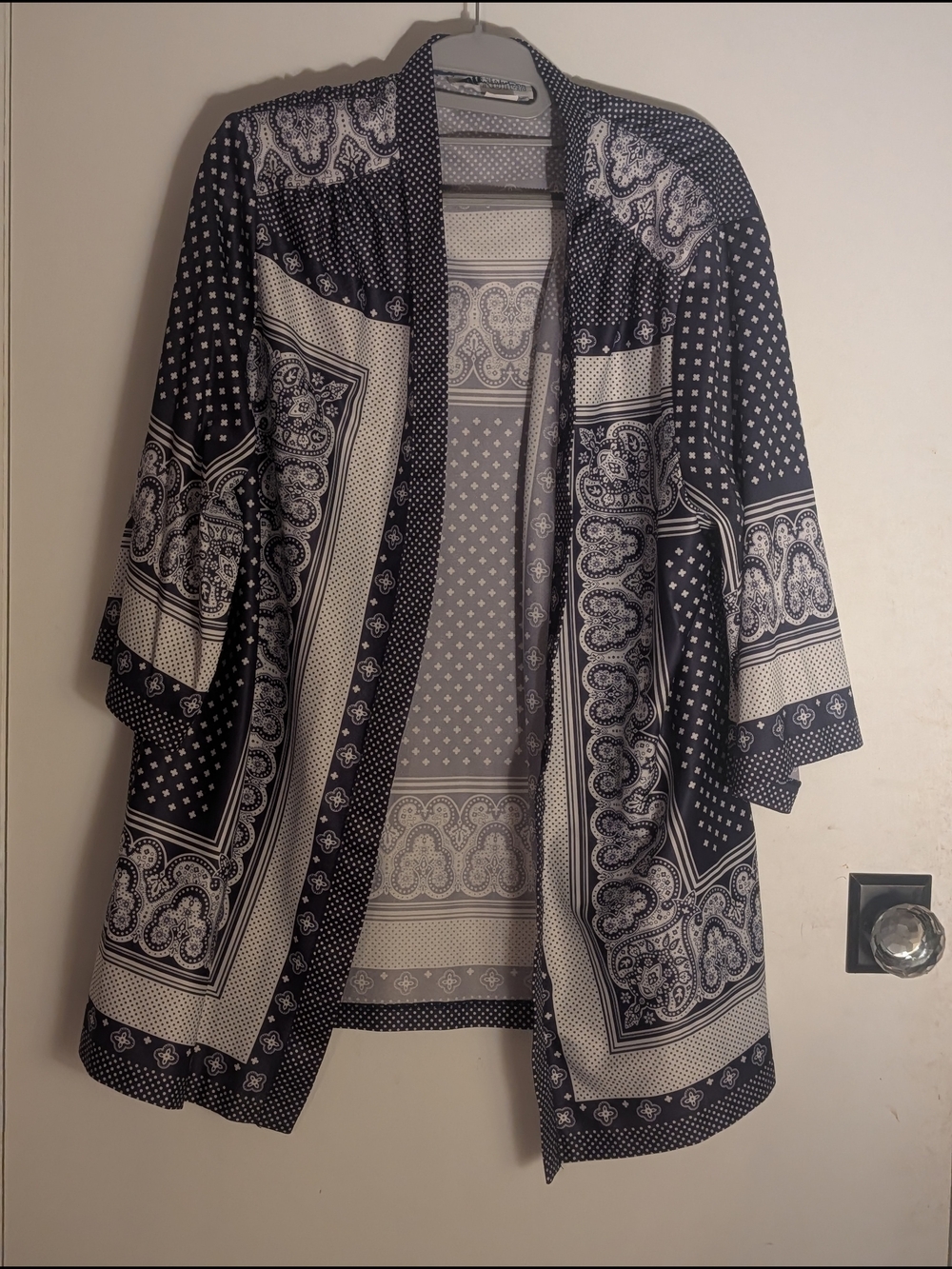 Vintage Top Notch Polka Dot Kimono Sleeve Tunic Top Size 38 M/L